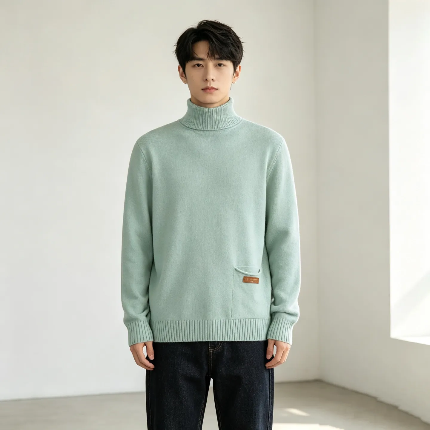 Louis Vuitton/Louis Vuitton pocket leather label turtleneck knitted sweater